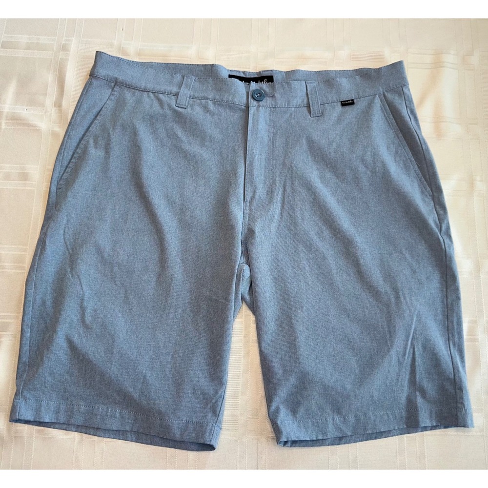 Travis Mathew Shorts Mens 36 Blue Beck Performance Golf Casual Stretch Heathered